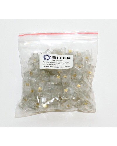 US010A (100шт). Телефонный разъем 4P4C (RJ-11). 5bites в Астрахани