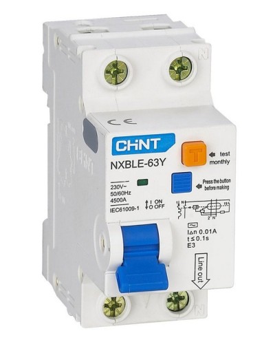 NXBLE-63Y (R) 1п+N C 6А 30мА электронный тип AC 4.5кА CHINT (105540). Автоматический выключатель дифференциального тока. CHINT в Астрахани