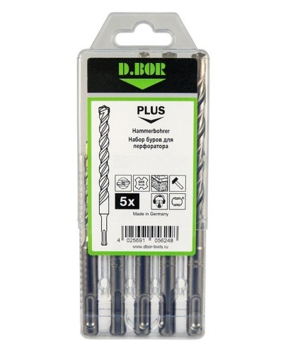 Набор буров SDS-plus V PLUS 5шт, 2-cutting (242030): Набор буров SDS-plus (6х110 мм; 6,8,10,12х160 мм) в Астрахани