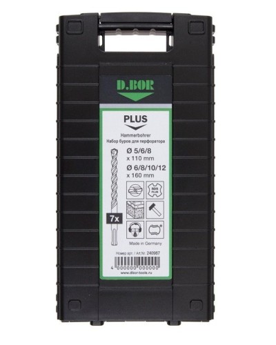 Набор буров SDS-plus V PLUS 7шт, 2-cutting (240987). Набор буров SDS-plus (5,6,8х110 мм; 6,8,10,12х160 мм). D.BOR в Астрахани