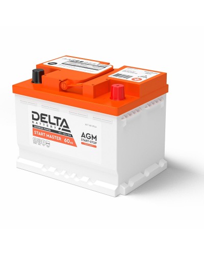 Delta START MASTER AGM 1260 (60 Ah). Аккумулятор автомобильный герметичный свинцово-кислотный. Delta в Астрахани