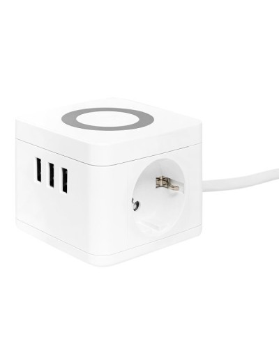 Удлинитель Куб 2 гнезда 3USB 2,4А+зарядное устройство 1,3 метра 1мм2. Удлинитель Куб. EKF в Астрахани