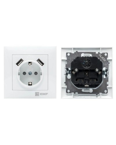 Валенсия розетка 1-местная с/з 16А (EWR16-028-10-2USB). Розетка 1-местная с/з 16А. EKF в Астрахани