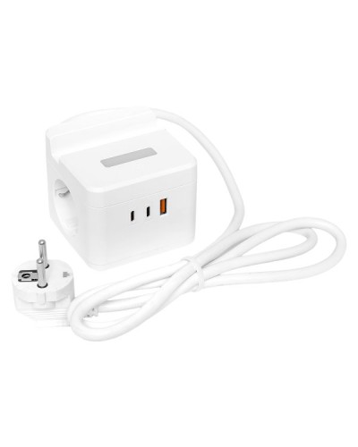Удлинитель Куб 2 гнезда USB + 2Type C с быстрой зарядкой, подставкой под телефон и ночником 1,3 метра 1мм2. Удлинитель Куб. EKF в Астрахани