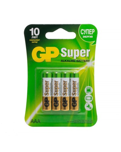 GP Super Alkaline 24A AAA (GP 24A-2CR4), упак. 4 шт. БЛИСТЕР. Алкалиновые батарейки. GP Batteries в Астрахани