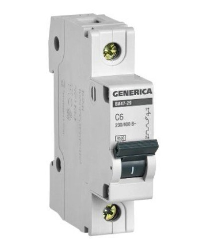GENERICA ВА47-29 1P C 6А 4,5кА (MVA25-1-006-C). Автоматический выключатель. IEK в Астрахани