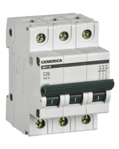 GENERICA ВА47-29 3P C 25А 4,5кА (MVA25-3-025-C). Автоматический выключатель. IEK в Астрахани
