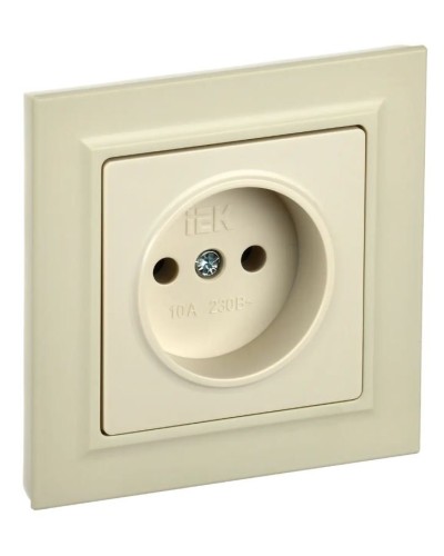 Розетка без з/к в сборе РСР10-1-0-БрКр бежевый BRITE (BR-R10-10-K10-F). Розетка без заземления без защитных шторок. IEK в Астрахани
