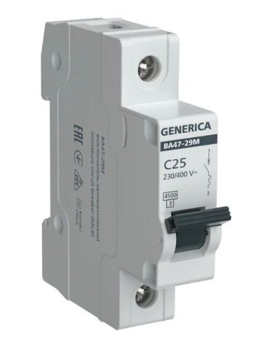 GENERICA ВА47-29М 1P C 25А 4,5кА (MVA21-1-025-C-G). Автоматический выключатель. IEK в Астрахани