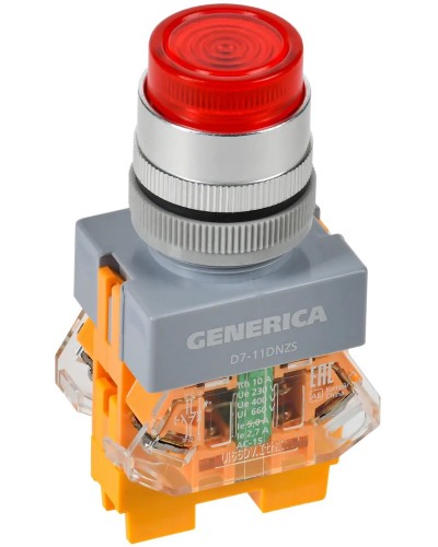 Кнопка D7-11DNZS d=22мм красная GENERICA (BBT50-11DNZS-3-11-K04-G). Кнопка управления с подсветкой и фиксацией. IEK в Астрахани