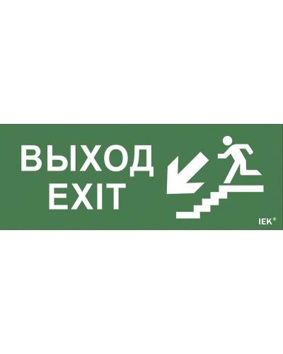 Самоклеящаяся этикетка Выход/лестница вниз/фигура для ССА (LPC10-1-35-13-VLVNF). Самоклеящаяся этикетка 240х90 мм. IEK в Астрахани