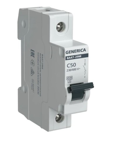 GENERICA ВА47-29М 1P C 50А 4,5кА (MVA21-1-050-C-G). Автоматический выключатель. IEK в Астрахани