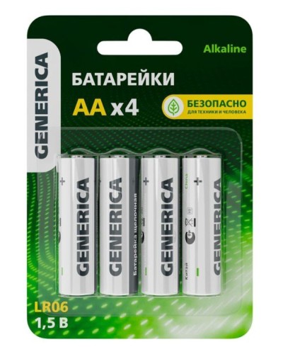 Батарейка Alkaline LR06/AA GENERICA (4 шт) (ABT-LR06-ST-L04-G). Батарейка щелочная. IEK в Астрахани