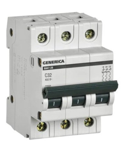 GENERICA ВА47-29 3P C 32А 4,5кА (MVA25-3-032-C). Автоматический выключатель. IEK в Астрахани