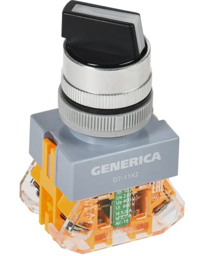 Переключатель D7-11X2 на 2 положения черный GENERICA (BSW50-11X2-3-21-2-K02-G). Переключатель. IEK в Астрахани