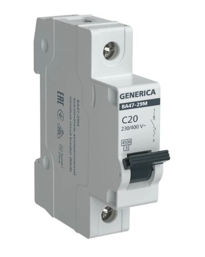 GENERICA ВА47-29М 1P C 20А 4,5кА (MVA21-1-020-C-G). Автоматический выключатель. IEK в Астрахани