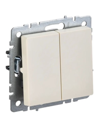 Выключатель 2-клавишный проходной ВС10-2-6-БрКр бежевый BRITE (BR-V22-0-10-K10). Выключатель. IEK в Астрахани