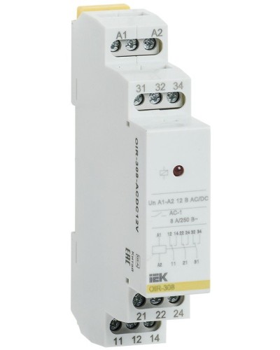 Реле промежуточное модульное OIR 3 контакта 8А 230В AC (OIR-308-AC230V). Реле промежуточное модульное. IEK в Астрахани