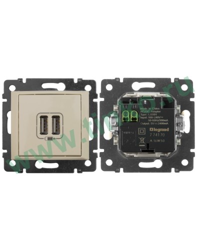 Розетка Valena двойная, USB, слоновая кость (774170). Розетка. LegranD в Астрахани