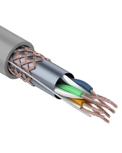 SF/UTP, CAT 5e, PVC, 4PR, 24AWG, INDOOR, STRANDED, серый, 305м, REXANT (01-0343). Кабель «витая пара» (LAN) для структурированных систем связи. Rexant в Астрахани