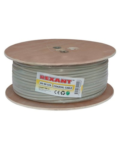 RG-8X, 50 Ом, CCS/Al/A, 75% (01-2021). Кабель коаксиальный радиочастотный. Rexant в Астрахани