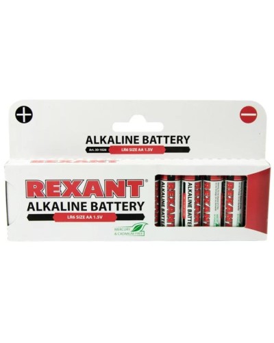 Алкалиновая батарейка AA/LR6 1,5 V 12 шт. REXANT (30-1026). Элемент питания. Rexant в Астрахани
