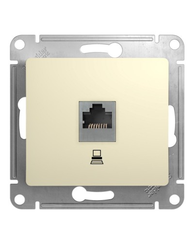 Glossa розетка RJ45 1-местная, кат. 5Е, скрытой установки, механизм, бежевый (GSL000281K). Розетка компьютерная. Systeme Electric в Астрахани