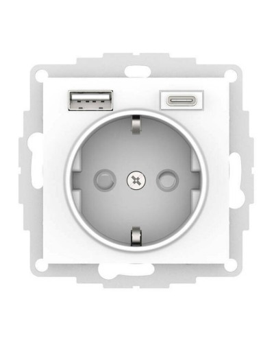 AtlasDesign розетка 1-местная с 2 USB A+C, скрытой установки, механизм, белый (ATN000132). Розетка с USB. Systeme Electric в Астрахани