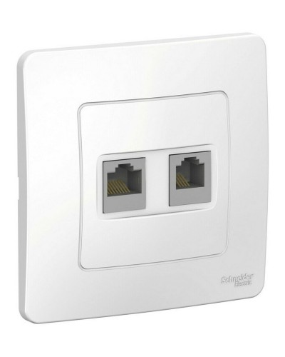 BLANCA розетка RJ45+RJ11 2-местная, кат. 5Е, скрытой установки, белый (BLNIS045111). Розетка компьютерная + телефонная. Systeme Electric в Астрахани