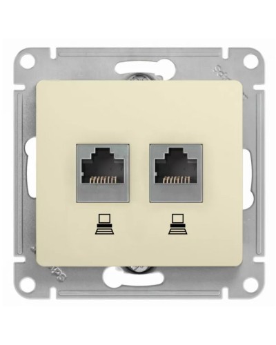 Glossa розетка RJ11+RJ45, 2-местная, кат. 5Е, скрытой установки, механизм, бежевый (GSL000285). Розетка компьютерная + телефонная. Systeme Electric в Астрахани