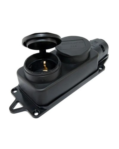 Розетка двухместная 2Р+РЕ 16А 250В IP44 (SQ0612-0010). Розетка двухместная с заглушками каучук. TDM ЕLECTRIC в Астрахани