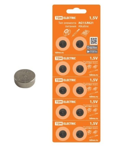 AG1/LR621 Alkaline 1,5V BP-10 TDM (SQ1702-0045). Элемент питания. TDM ЕLECTRIC в Астрахани