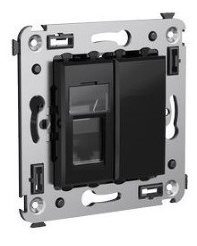 Розетка RJ-45 в стену Avanti одинарная черный квадрат (4402463). Розетка компьютерная. ДКС в Астрахани