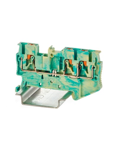 Клемма заземления, 3 точки подключения, 2.5 кв.мм (VPR-2.5-TWIN-PE-YG). Клемма заземления, зажим push-in. ДКС в Астрахани