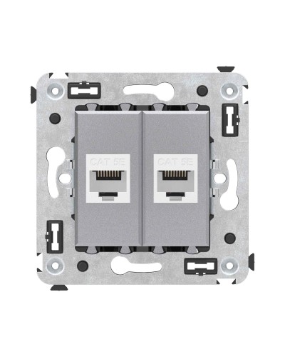Розетка RJ-45 в стену, кат.5E, Avanti, двойная, закаленная сталь (4404664). Розетка компьютерная. ДКС в Астрахани