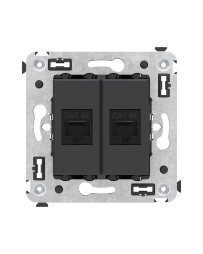 Розетка RJ-45 в стену, кат.5E, Avanti, двойная, черный матовый (4412664). Розетка компьютерная. ДКС в Астрахани