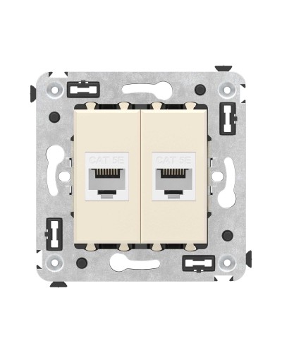 Розетка RJ-45 в стену, кат.5E, Avanti, двойная, ванильная дымка (4405664). Розетка компьютерная. ДКС в Астрахани