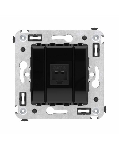 Розетка RJ-45 в стену, кат.6E, Avanti, одинарная, черный квадрат (4402693). Розетка компьютерная. ДКС в Астрахани