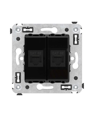 Розетка RJ-45 в стену, кат.5E, Avanti, двойная, черный квадрат (4402664). Розетка компьютерная. ДКС в Астрахани