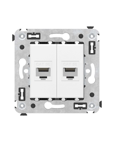 Розетка RJ-45 в стену, кат.5E, Avanti, двойная, белое облако (4400664). Розетка компьютерная. ДКС в Астрахани