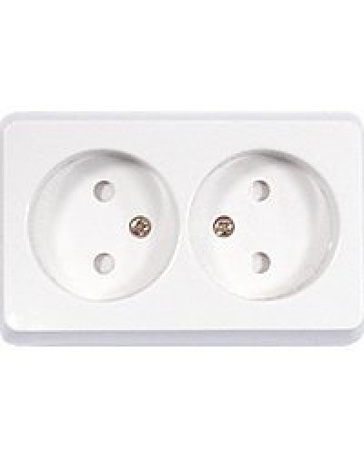 Розетка двойная открытой установки без з/к, бежевый, LK Standard (813601). Розетка без заземляющих контактов с защитными шторками. Экопласт в Астрахани