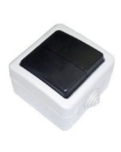Переключатель двухклавишный 2-полюсный с 2 мест EF602SA, серый, LK Aqua (80006). Переключатель. Экопласт в Астрахани