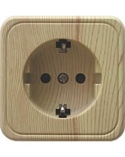 Розетка одинарная открытой установки с з/к, сосна, LK Standard (813225). Розетка с заземляющими контактами и защитными шторками. Экопласт в Астрахани