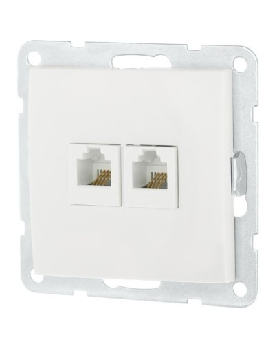 Розетка телефонная двойная 2xRJ-12 с накладкой, белый LK60 (865604-1). Розетка телефонная. Экопласт в Астрахани