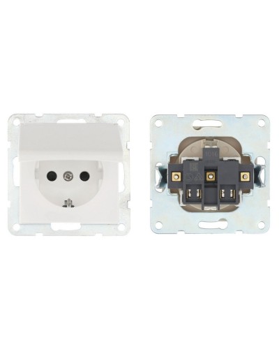 Розетка с з/к, шторками и крышкой, белый LK80 (843404-1). Розетка. Экопласт в Астрахани