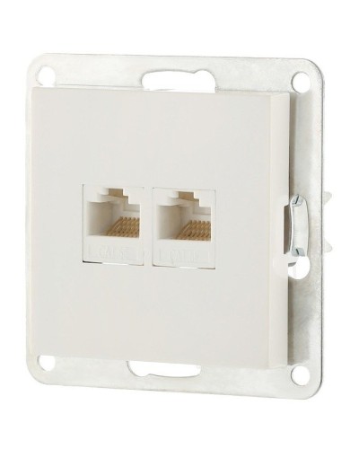 Розетка 2xRJ-45 кат.5е с накладкой, белый LK80 (846204-1). Розетка компьютерная двойная. Экопласт в Астрахани