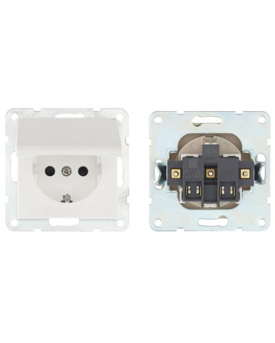 Розетка с з/к, шторками и крышкой, белый LK60 (863404-1). Розетка. Экопласт в Астрахани