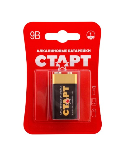 СТАРТ 6LR61-BL1 (9 В, Крона,  6LR61), БЛИСТЕР. Алкалиновая батарейка. СТАРТ в Астрахани